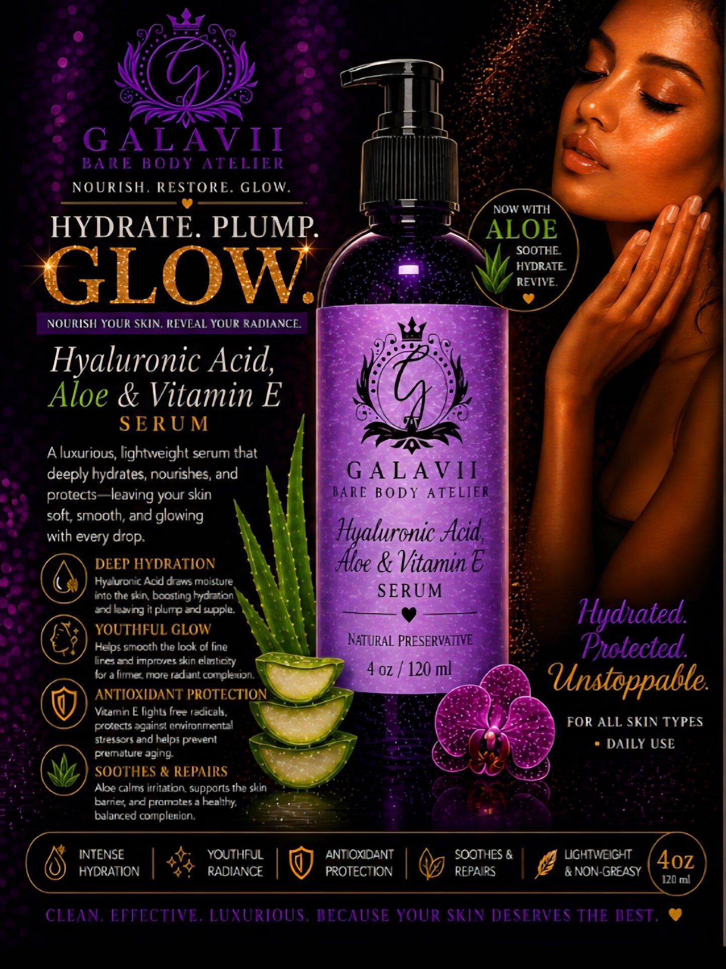 Hyaluronic Acid, Aloe & Vitamin E Serum